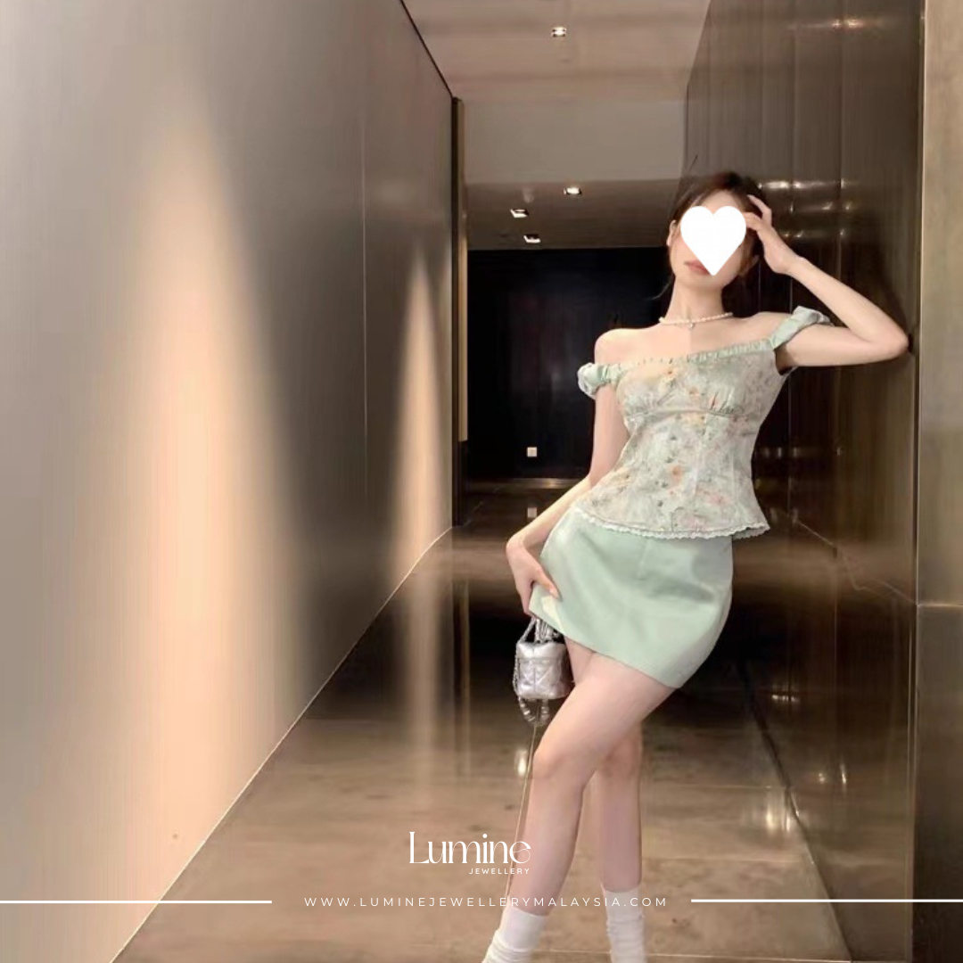 Mint Hepburn Outfit Set 薄荷绿赫本风两件套