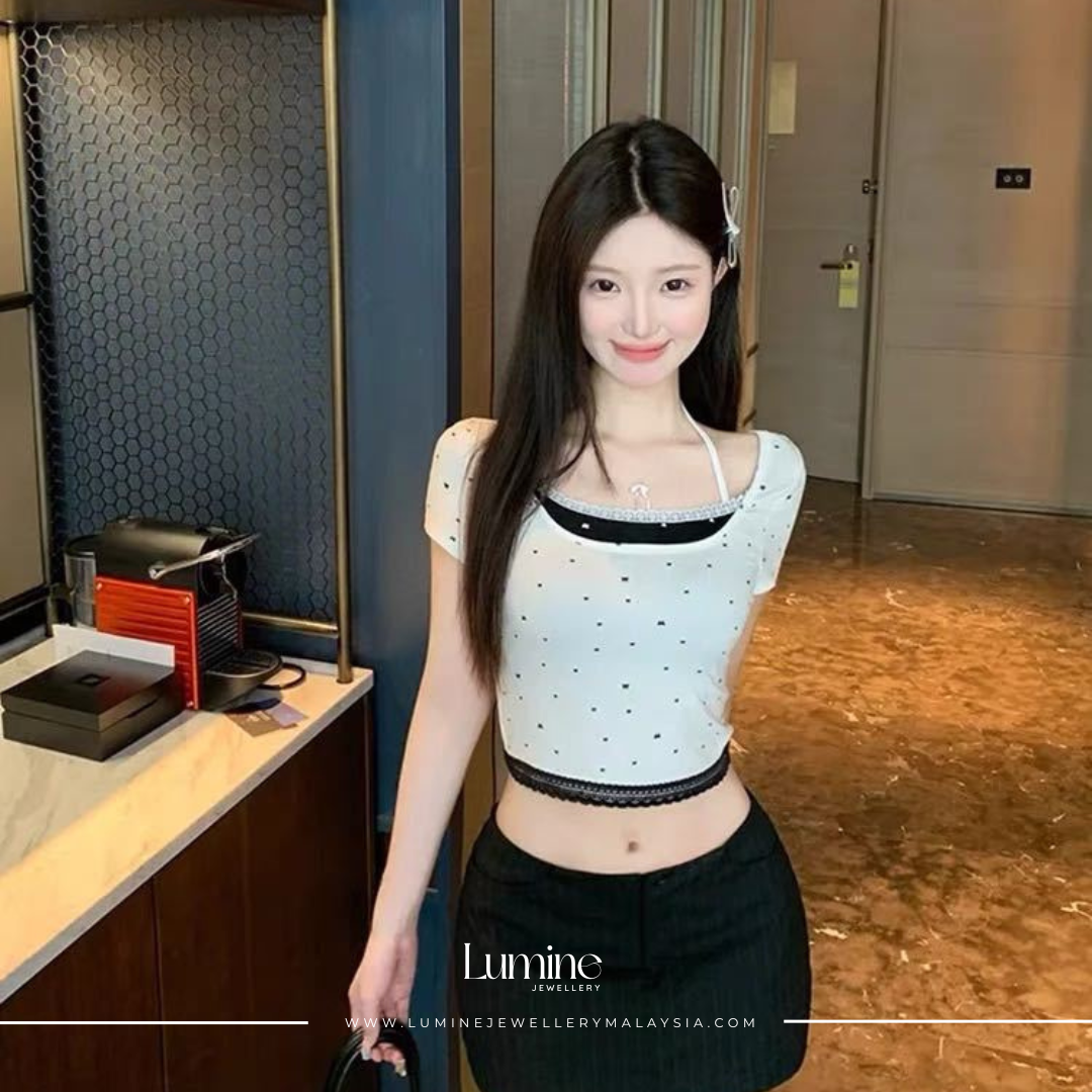 Black Dot Dual layer Top 斑点双层蕾丝上衣