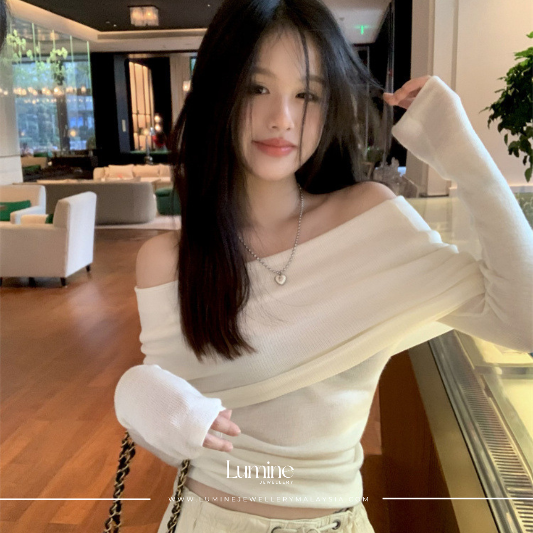 French Off-Shoulder Knit 法式一字肩针织衫