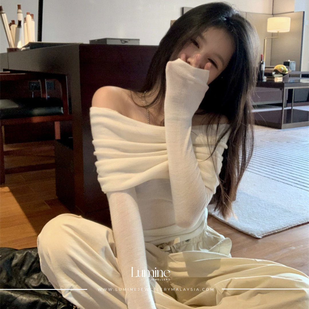 French Off-Shoulder Knit 法式一字肩针织衫
