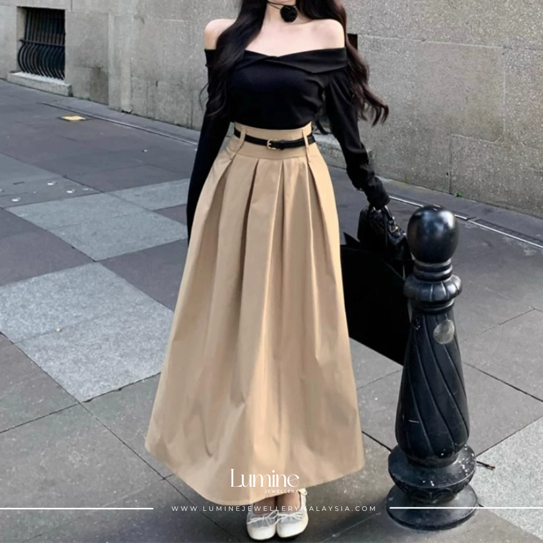 Vintage Grace Pleated Skirt 复古气质百褶半身裙