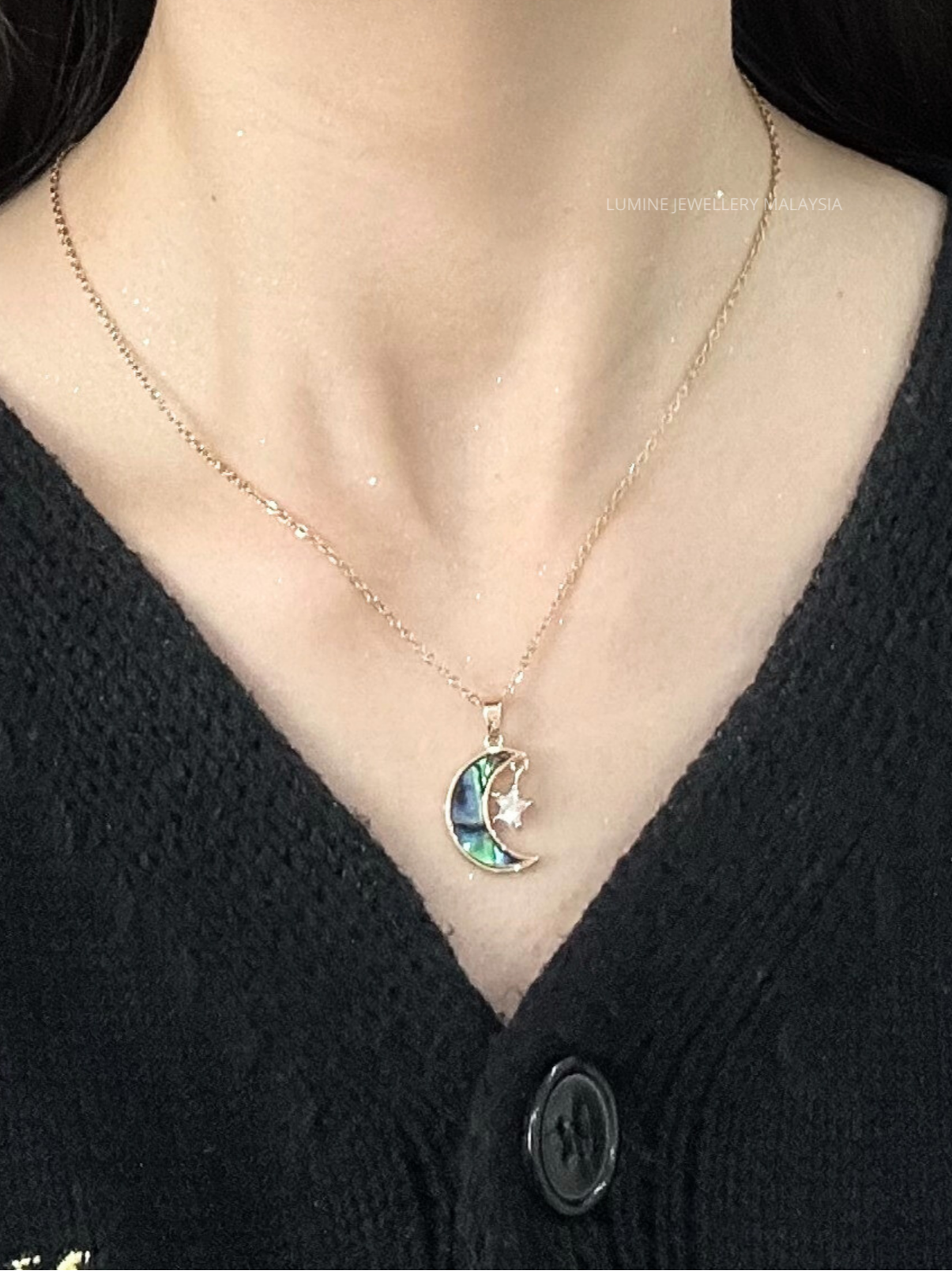 Gold Shell Moon & Star Necklace