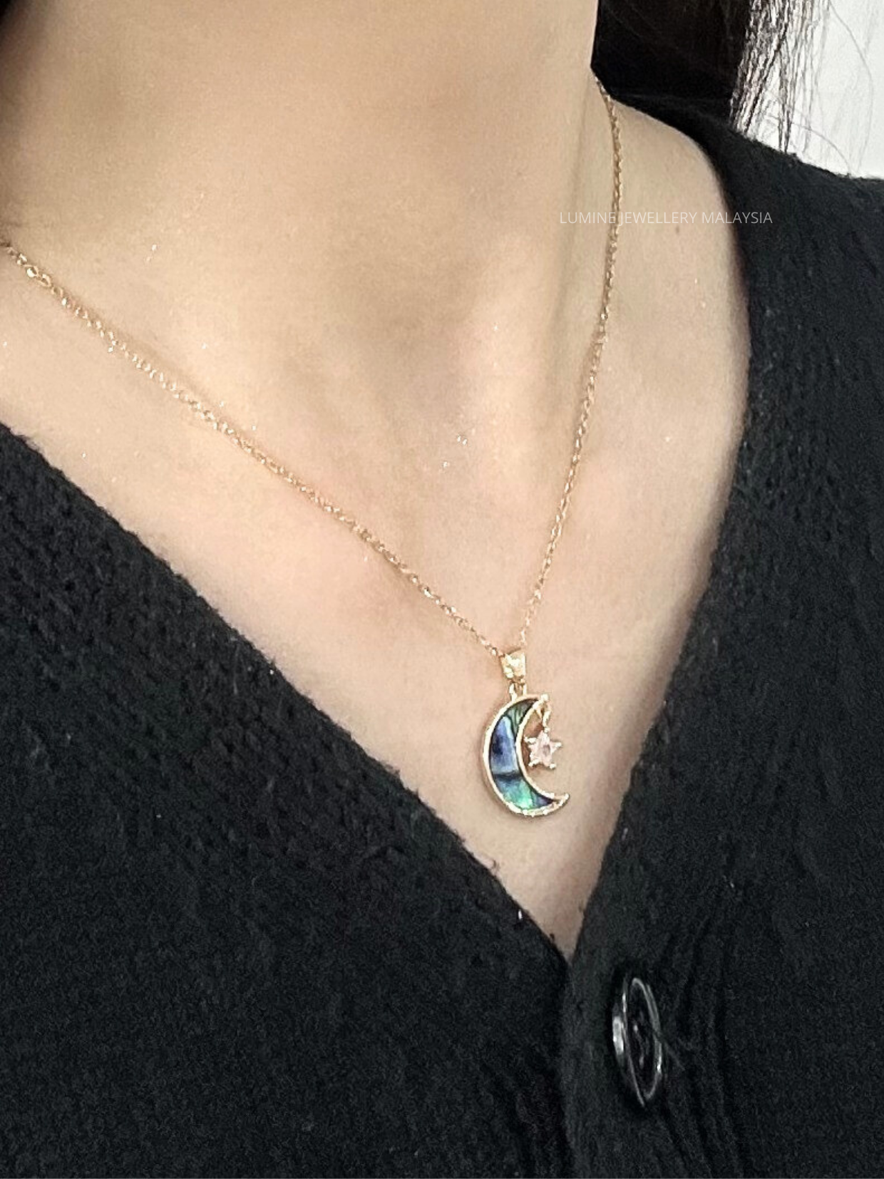 Gold Shell Moon & Star Necklace