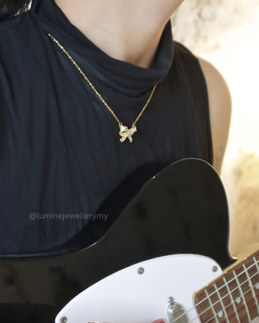Big Zirconia Bowknot Necklace
