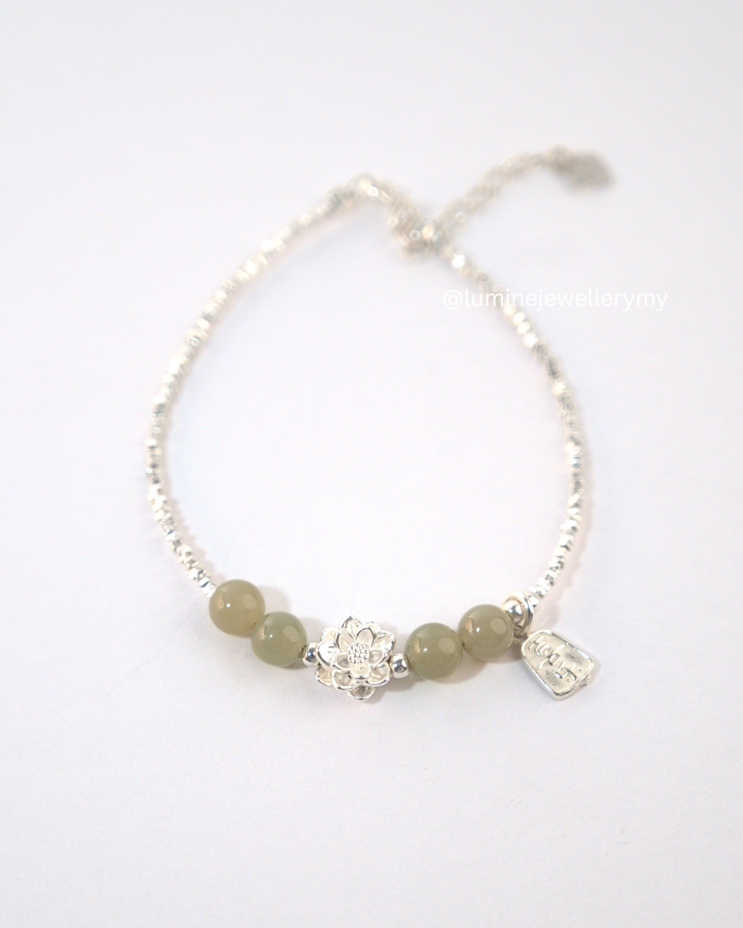 Silver Jade Blessings Bracelet (Made by Nephrite)