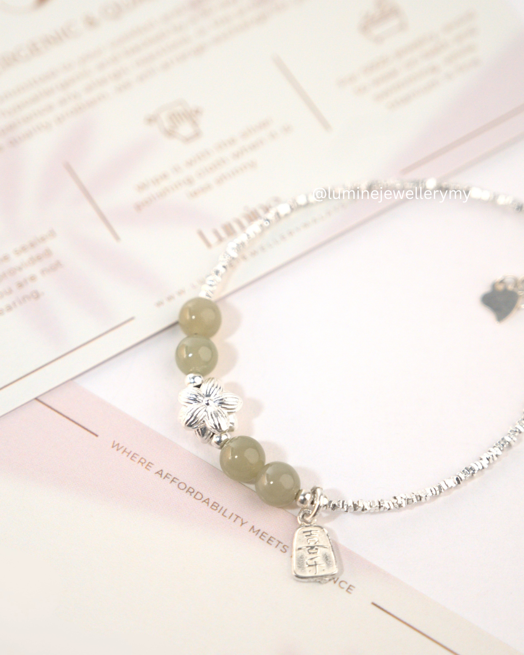 Silver Jade Blessings Bracelet (Made by Nephrite)
