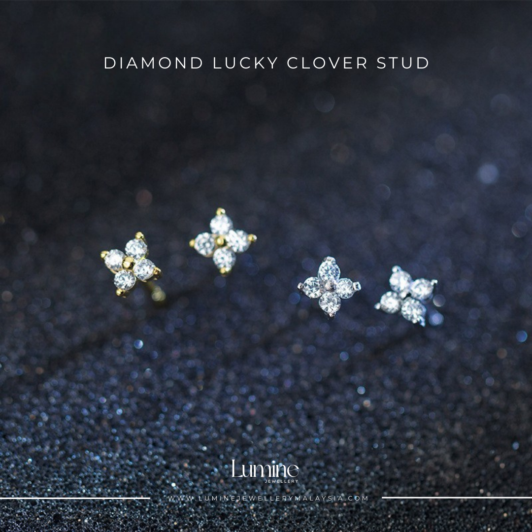 Diamond Lucky Clover Stud