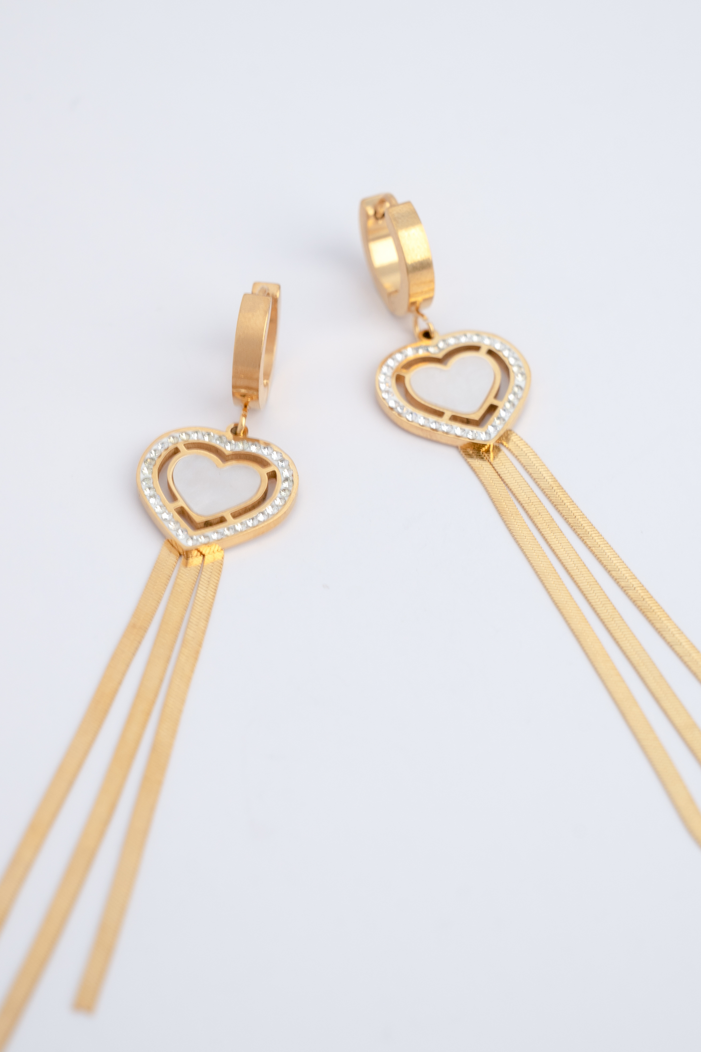 Golden Heart Tassel Earrings