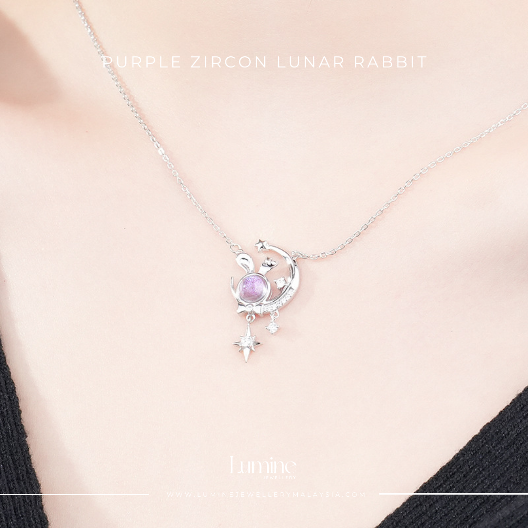 Purple Zircon Lunar Rabbit Necklace