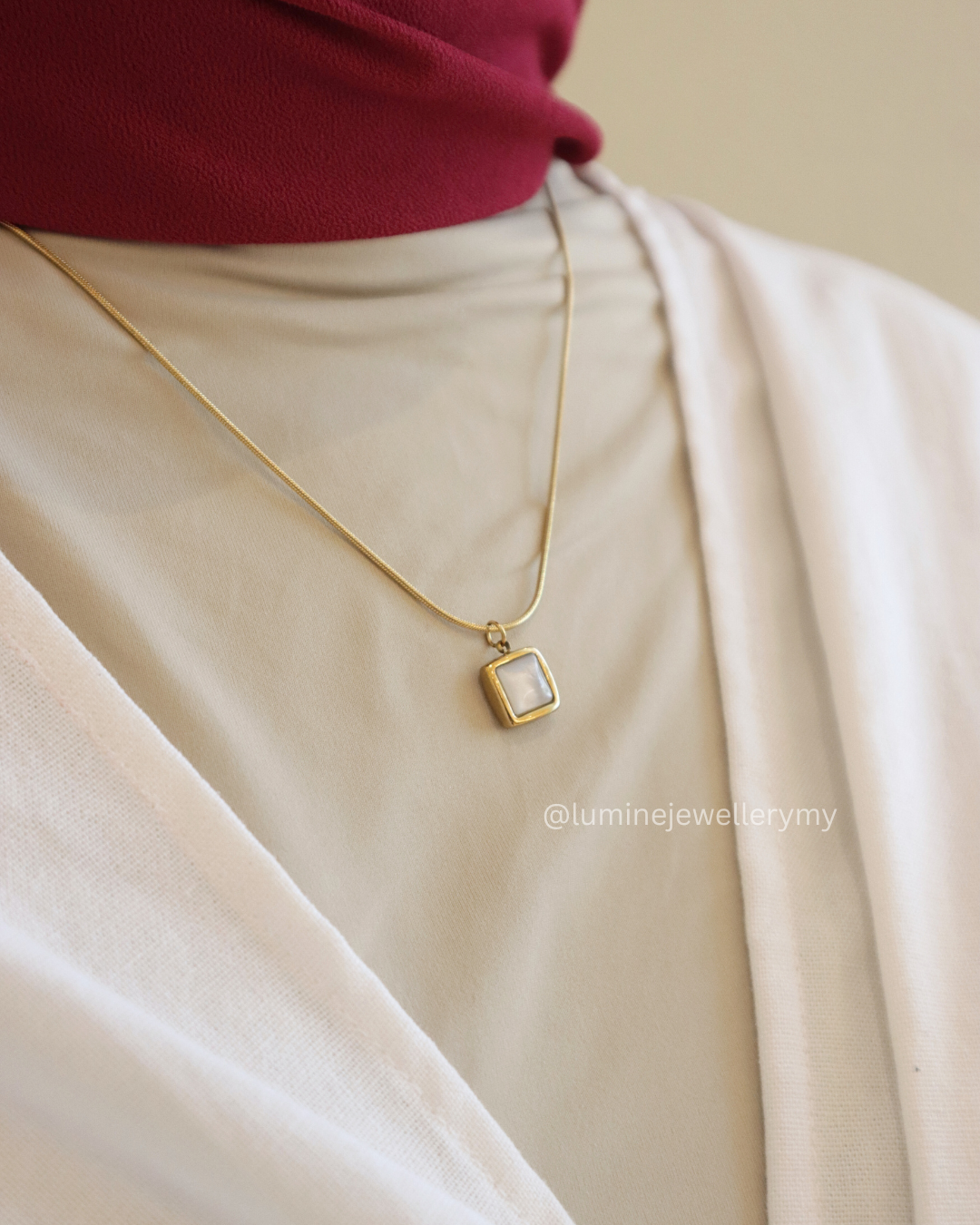 Minimalist Square White Shell Pendant