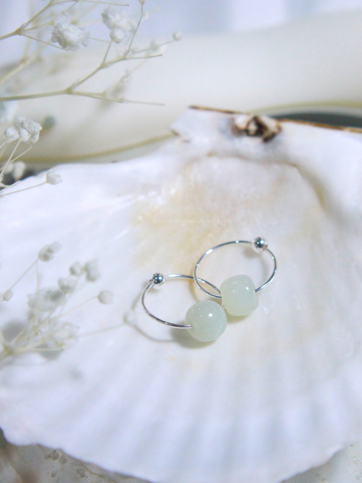White Chalcedony Earring Hook (A Bit Greenish)