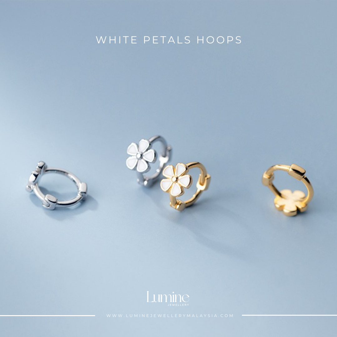 White Petals Hoops