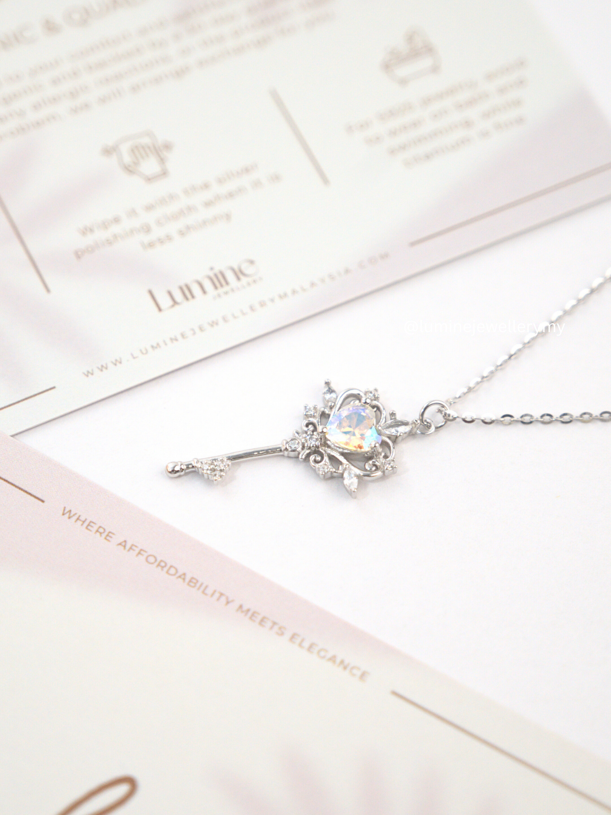 Sweetheart Key Necklace (Rainbow Zircon)