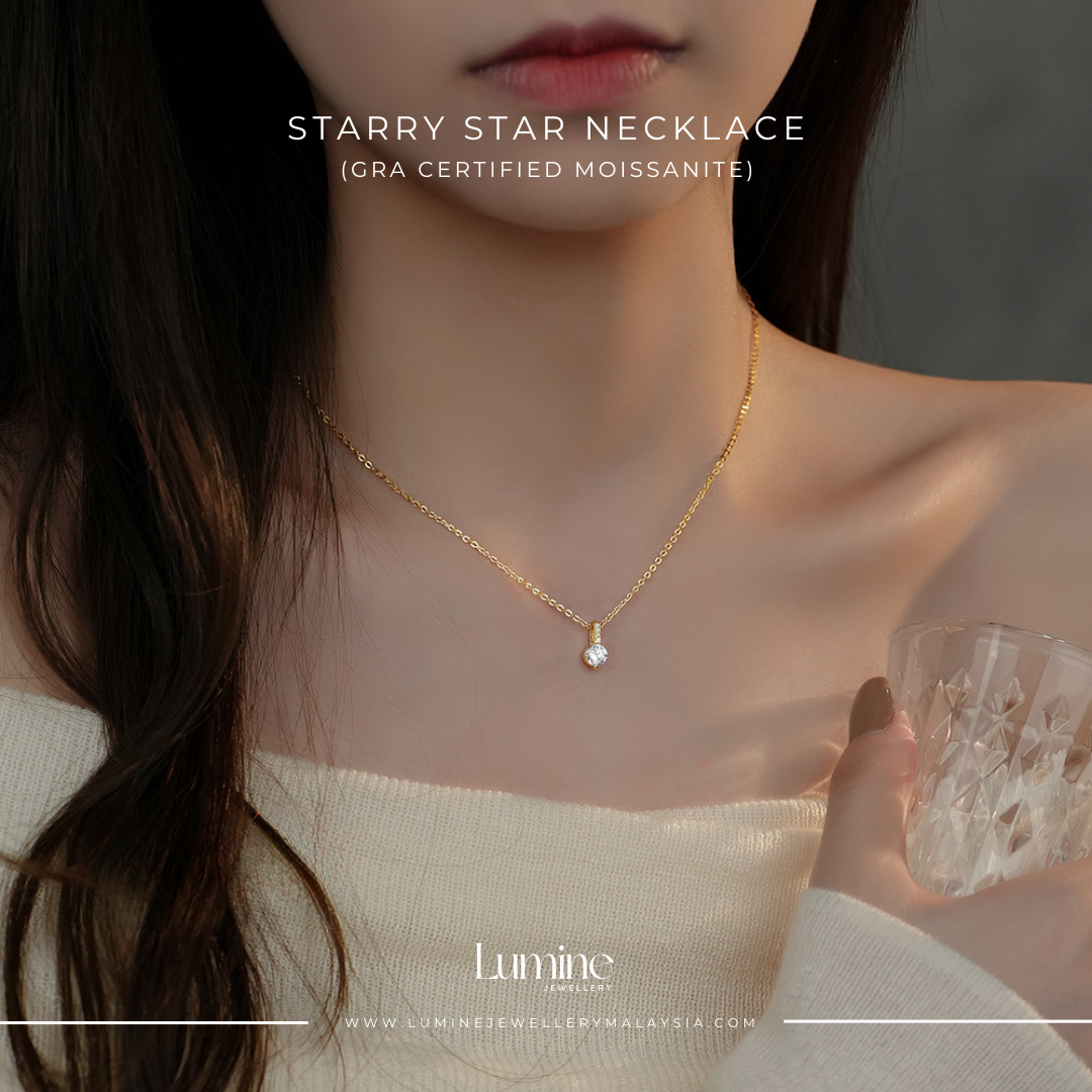 Starry Star Necklace (GRA Certified Moissanite | 999 Silver)