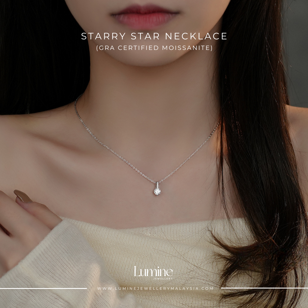 Starry Star Necklace (GRA Certified Moissanite | 999 Silver)