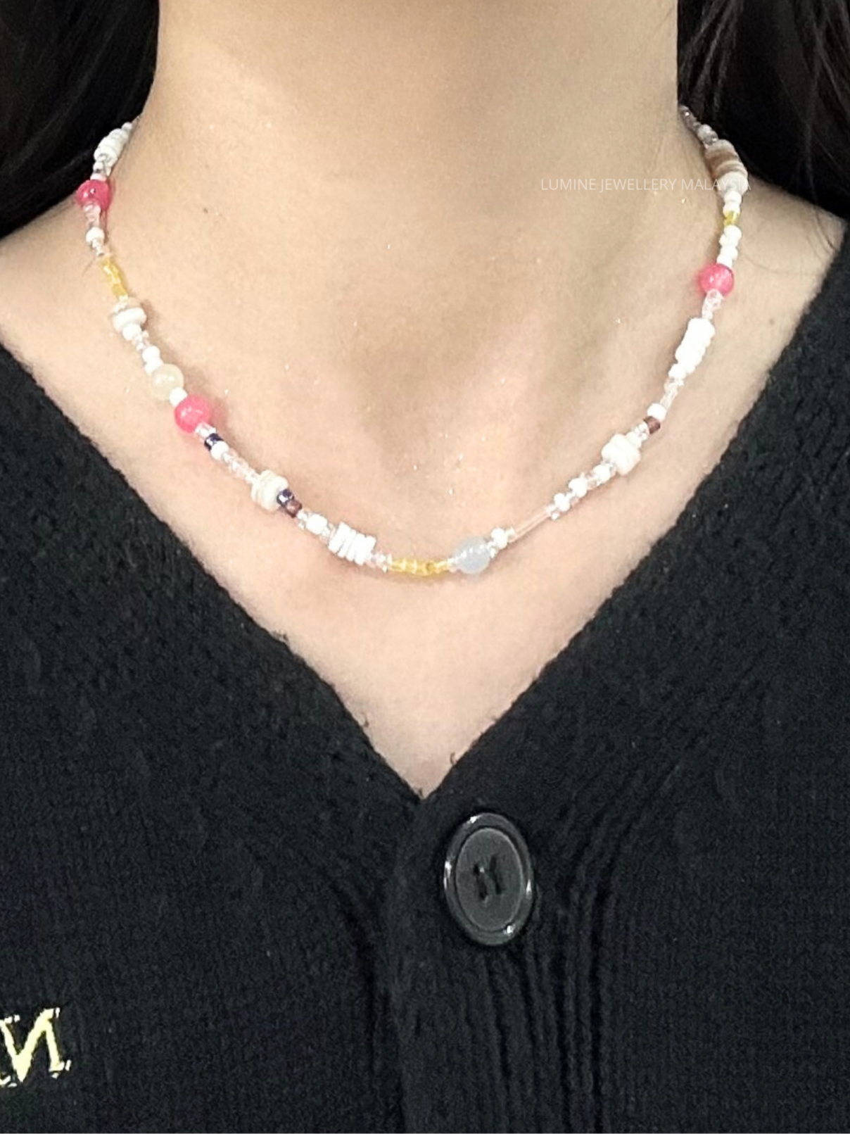 Vibrant Dopamine Color Bead Necklace