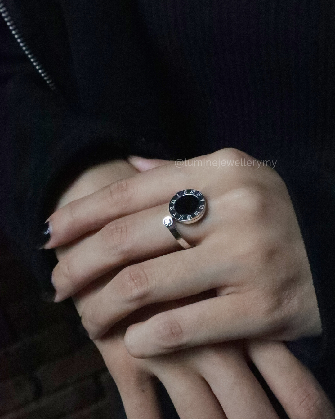 Adjustable Silver Roman Letter Ring