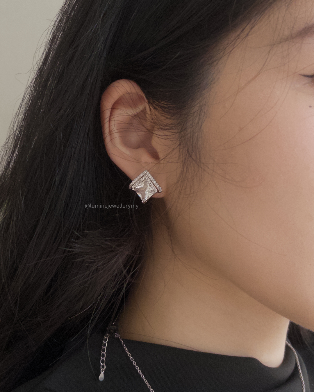 Triangle Blue Diamond Earrings