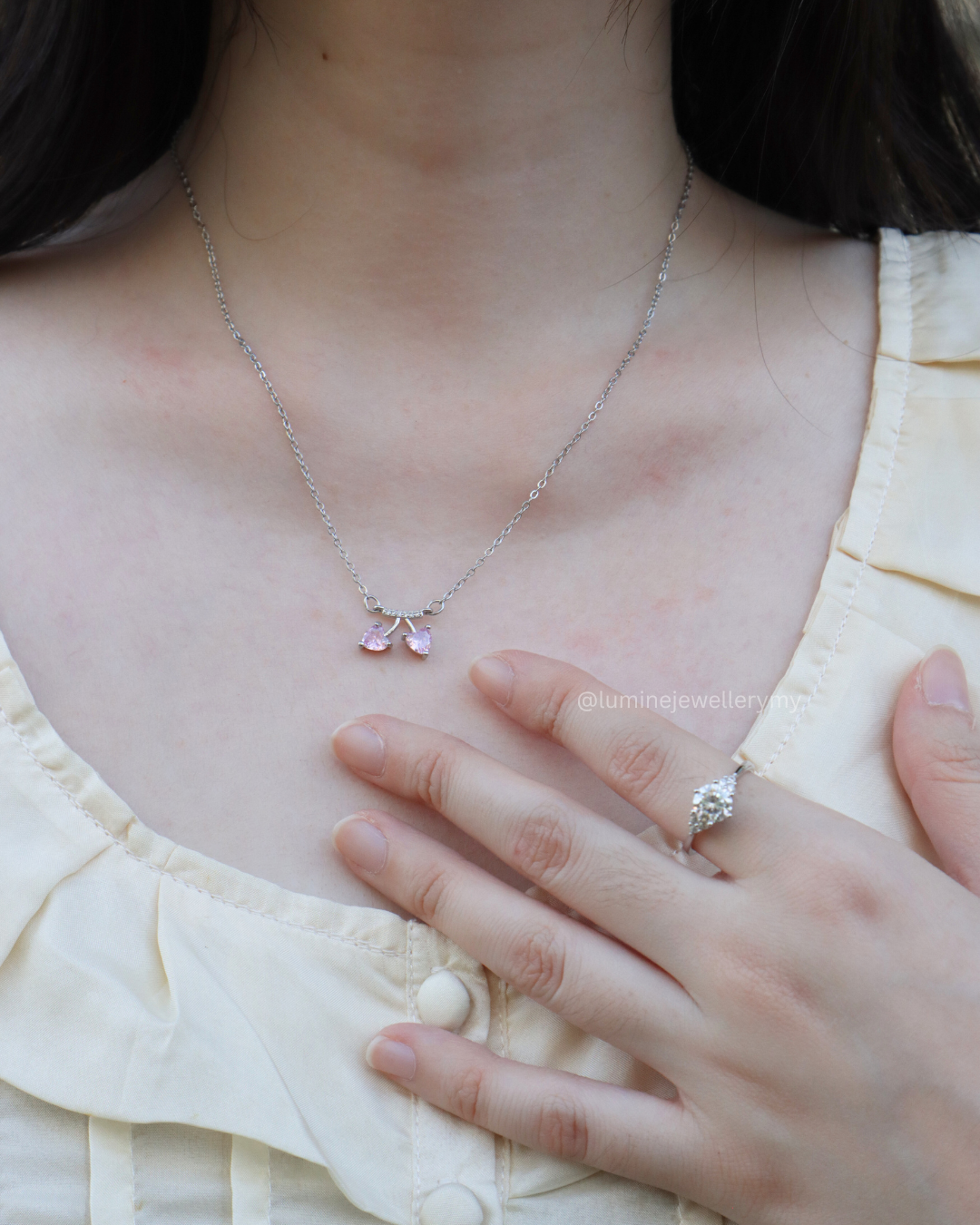 Pink Diamond Cherry Necklace