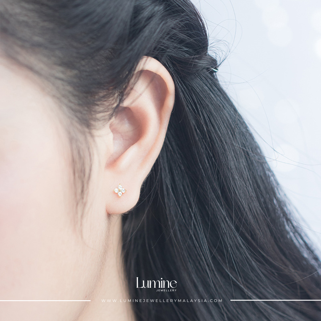 Diamond Lucky Clover Stud