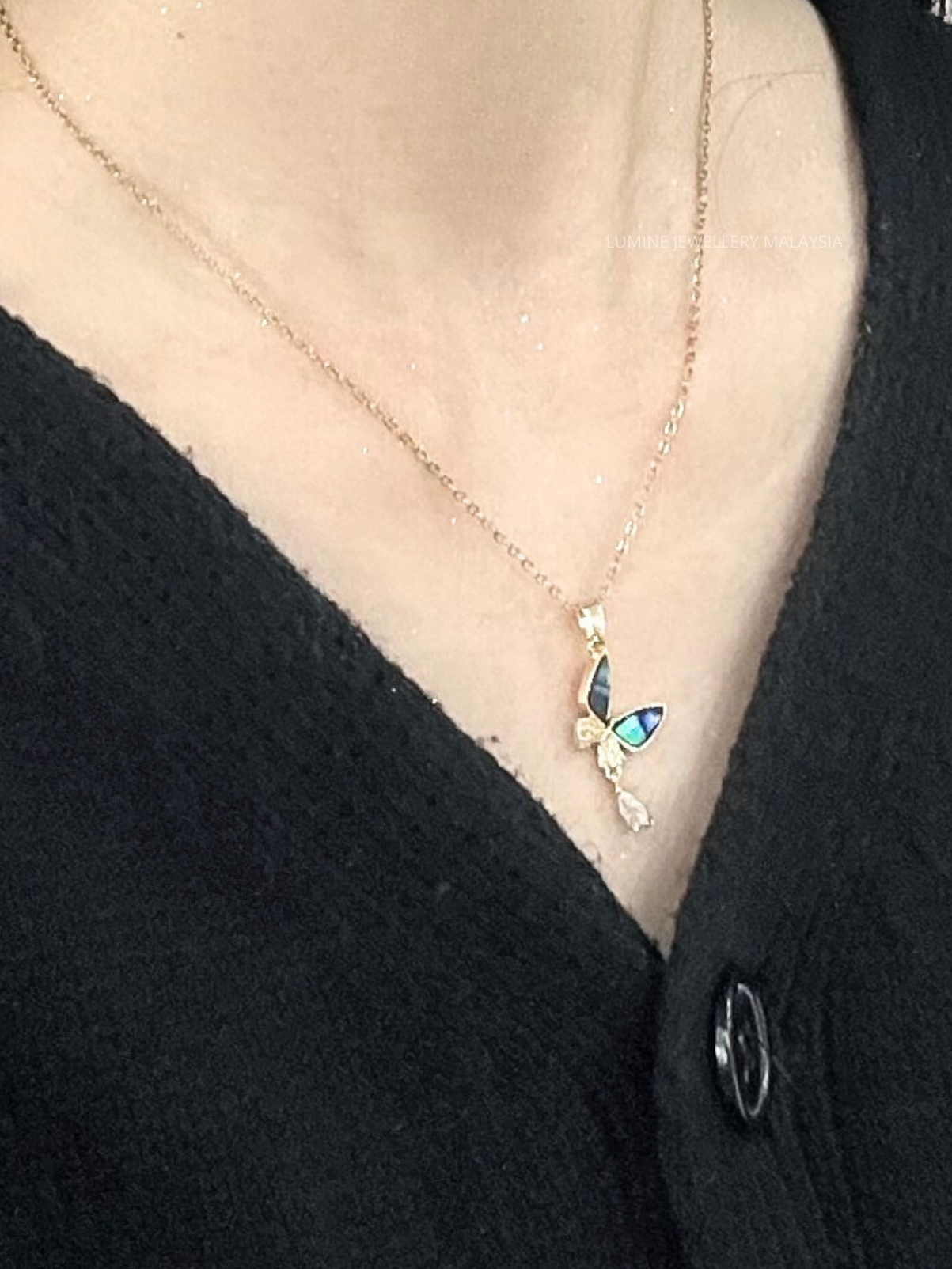 Gold Shell Butterfly Necklace