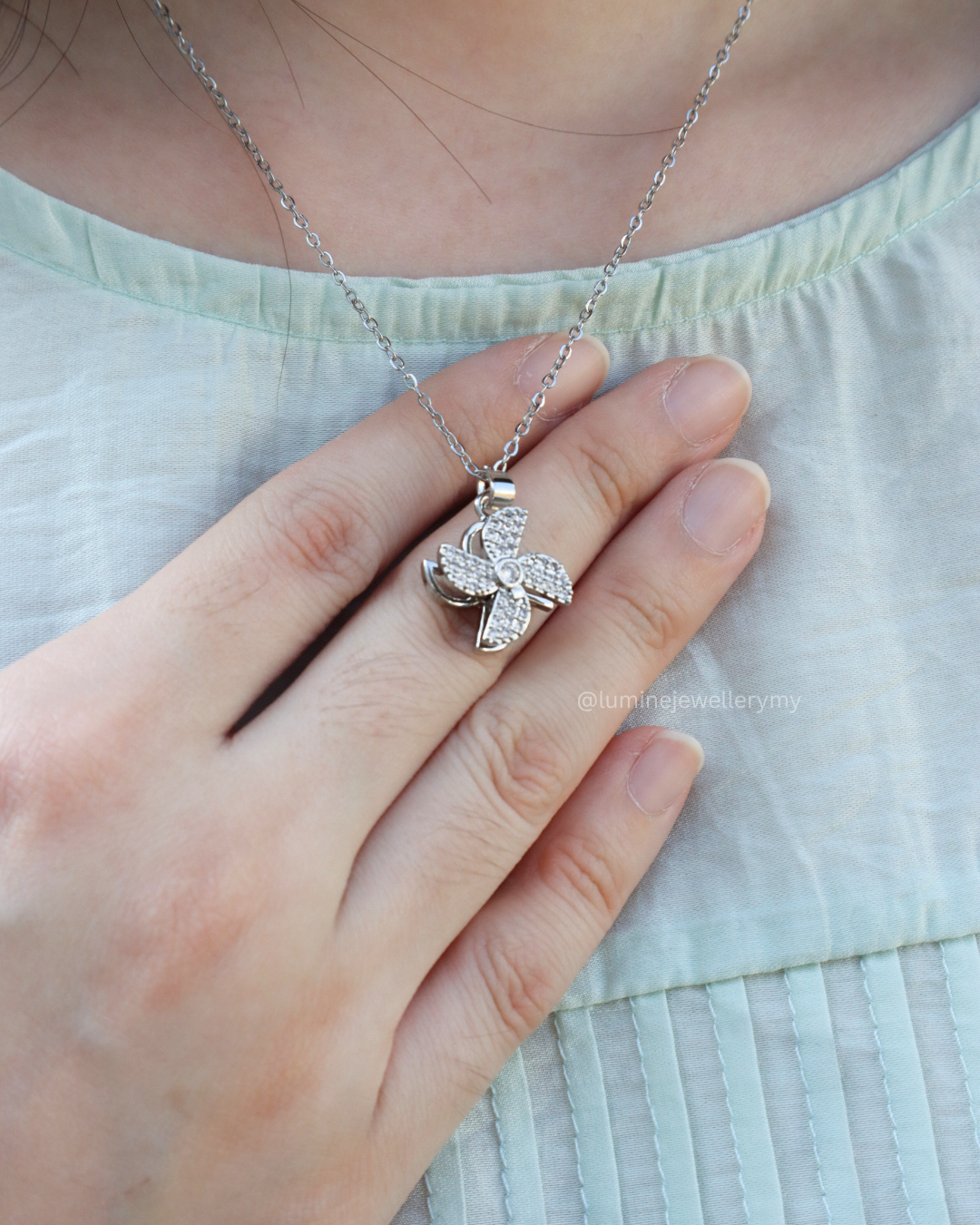 Silver Windmill Diamond Necklace