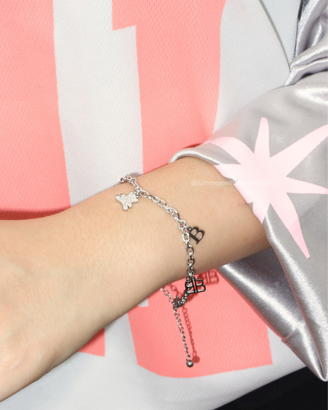 Silver Hip-Hop Bear Bracelet