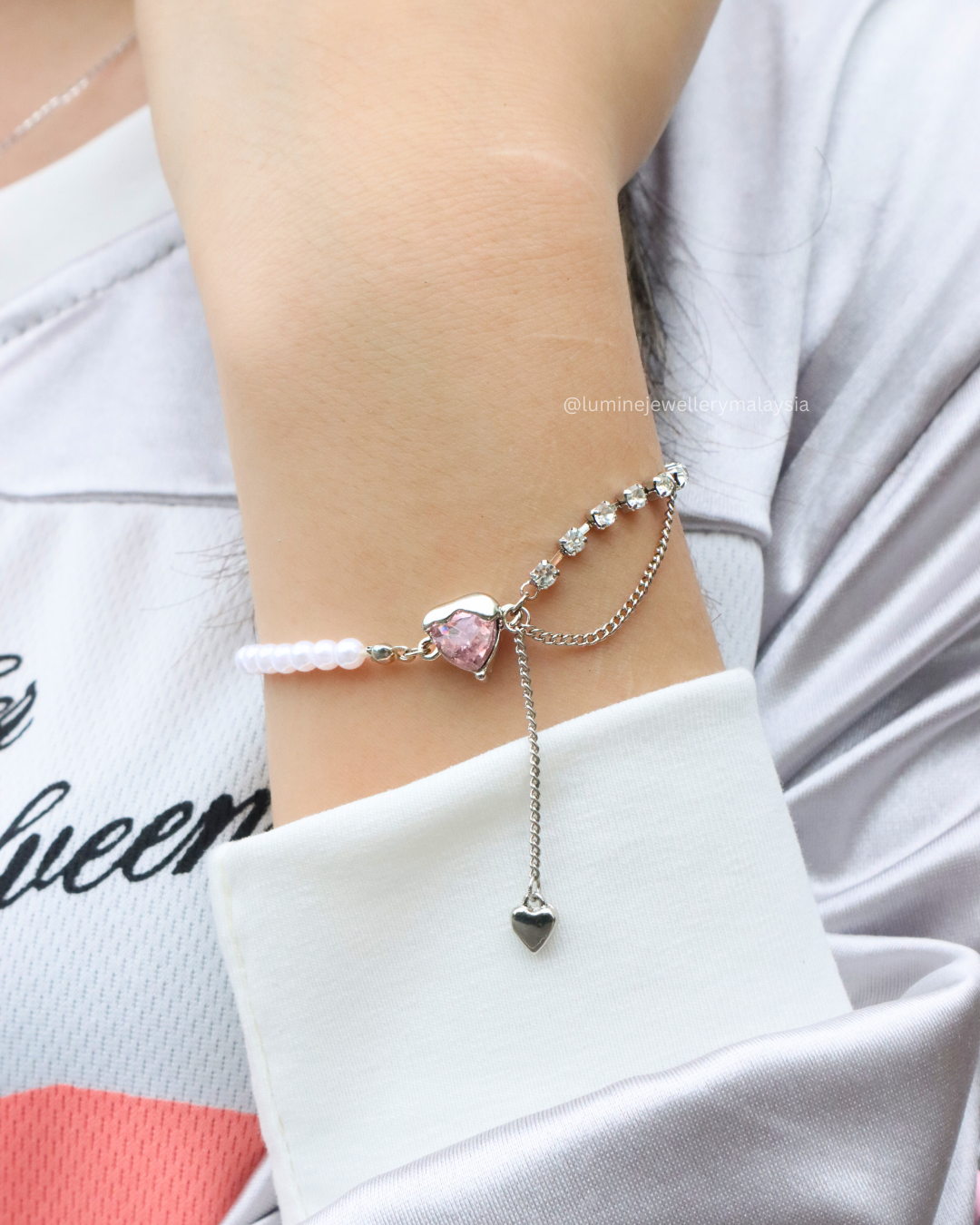 Peachy Sweetheart Pearl Bracelet