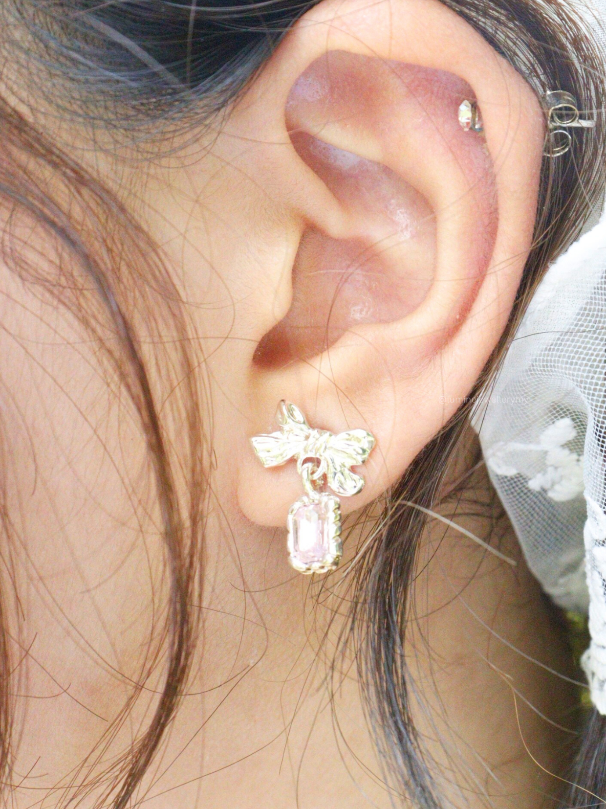 Pink Bowtie Diamond Earrings