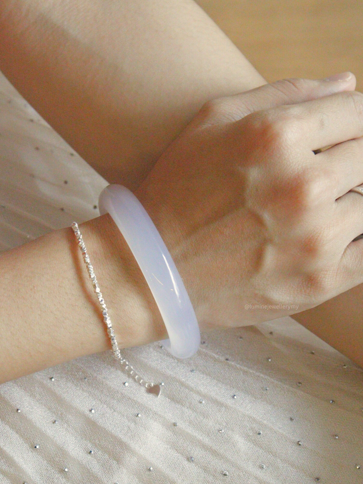 White Chalcedony Moonlight Bangle