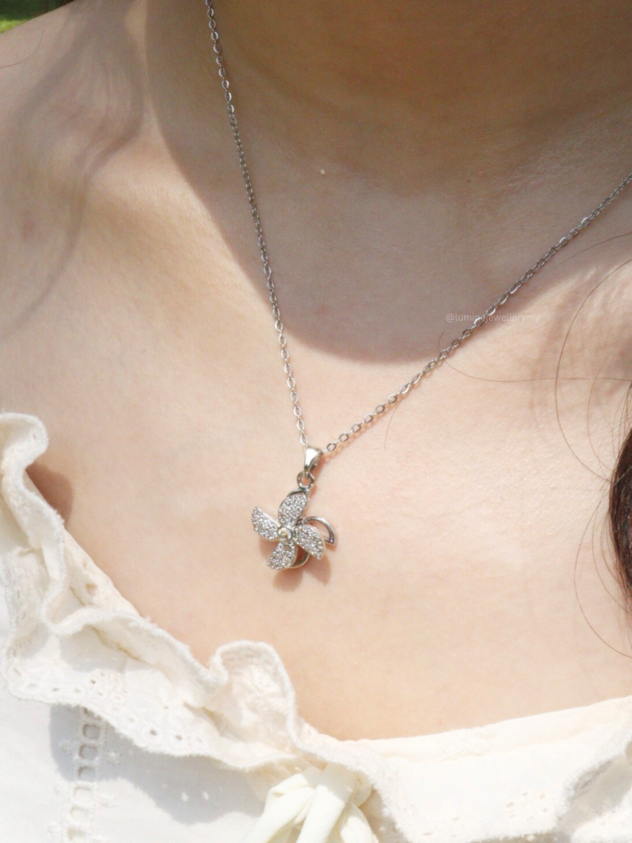 Silver Windmill Diamond Necklace