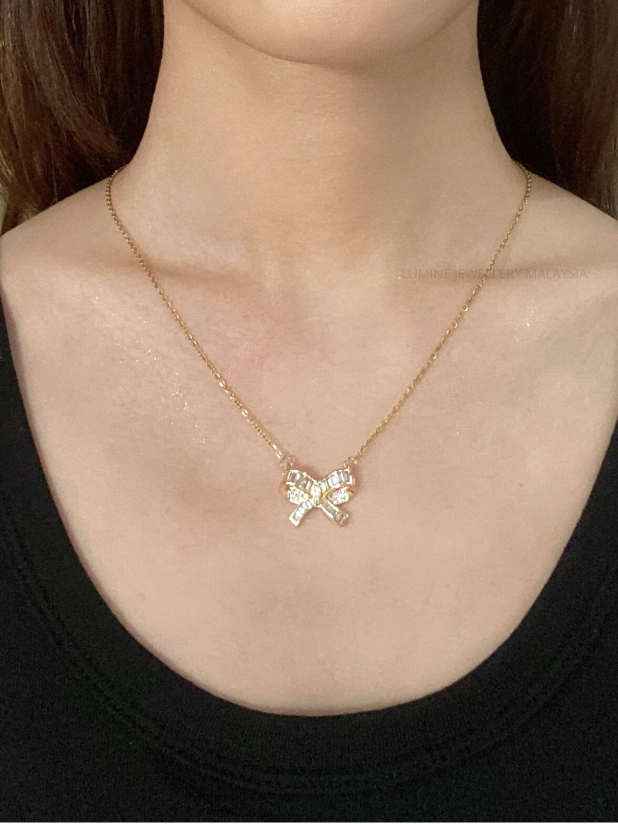 Big Zirconia Bowknot Necklace