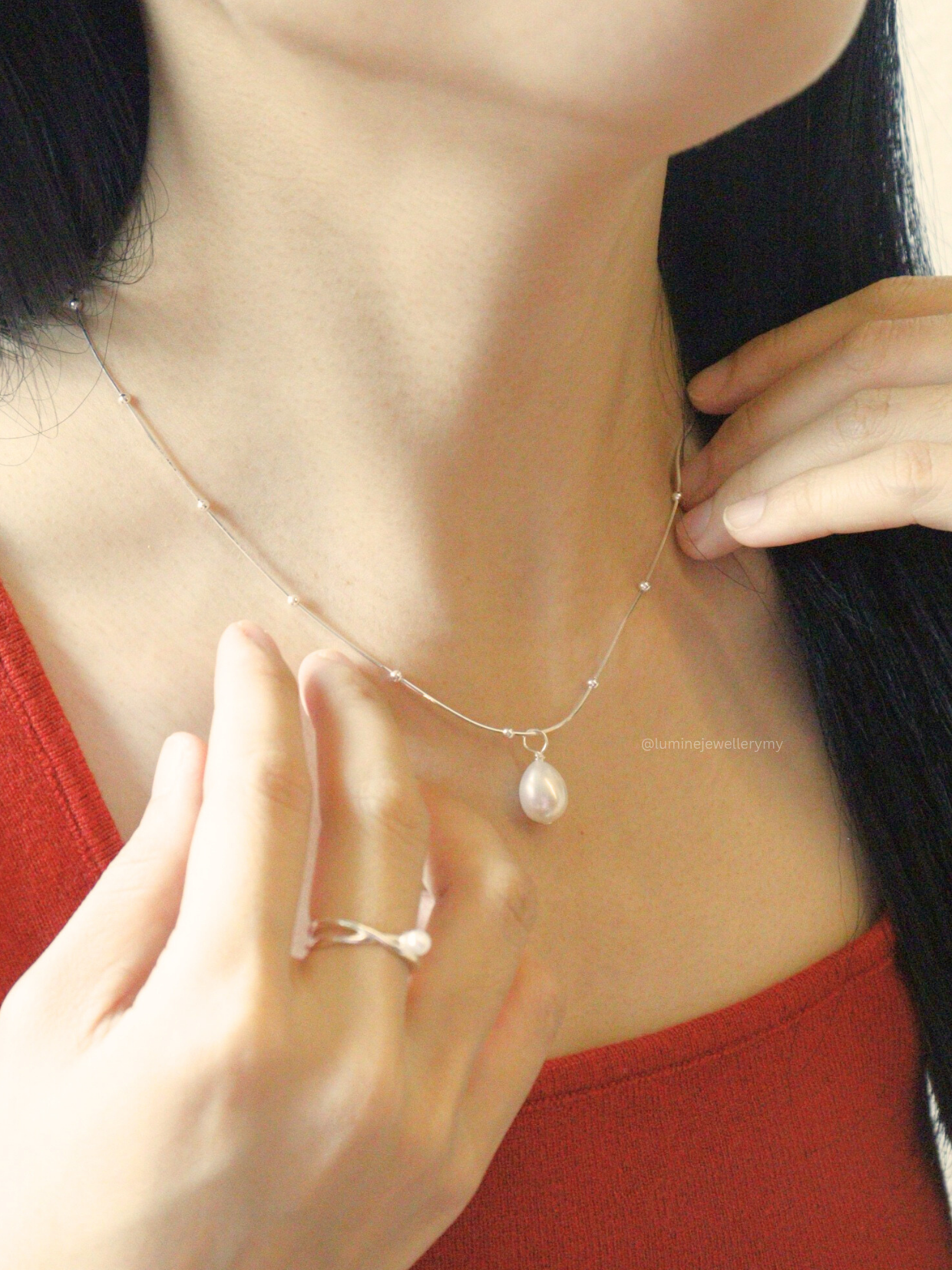 Eternal Pearl Loop Necklace