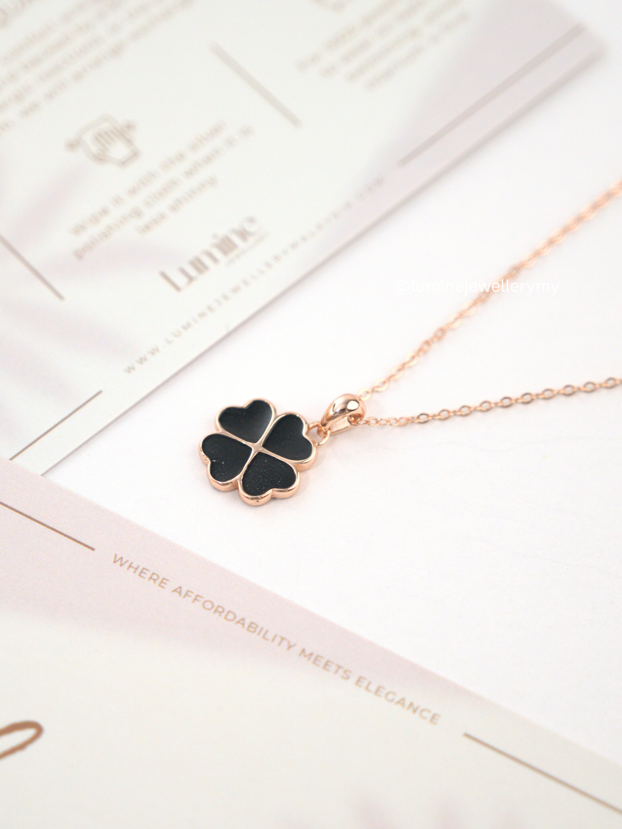 Heart Shape Lucky Clover Necklace