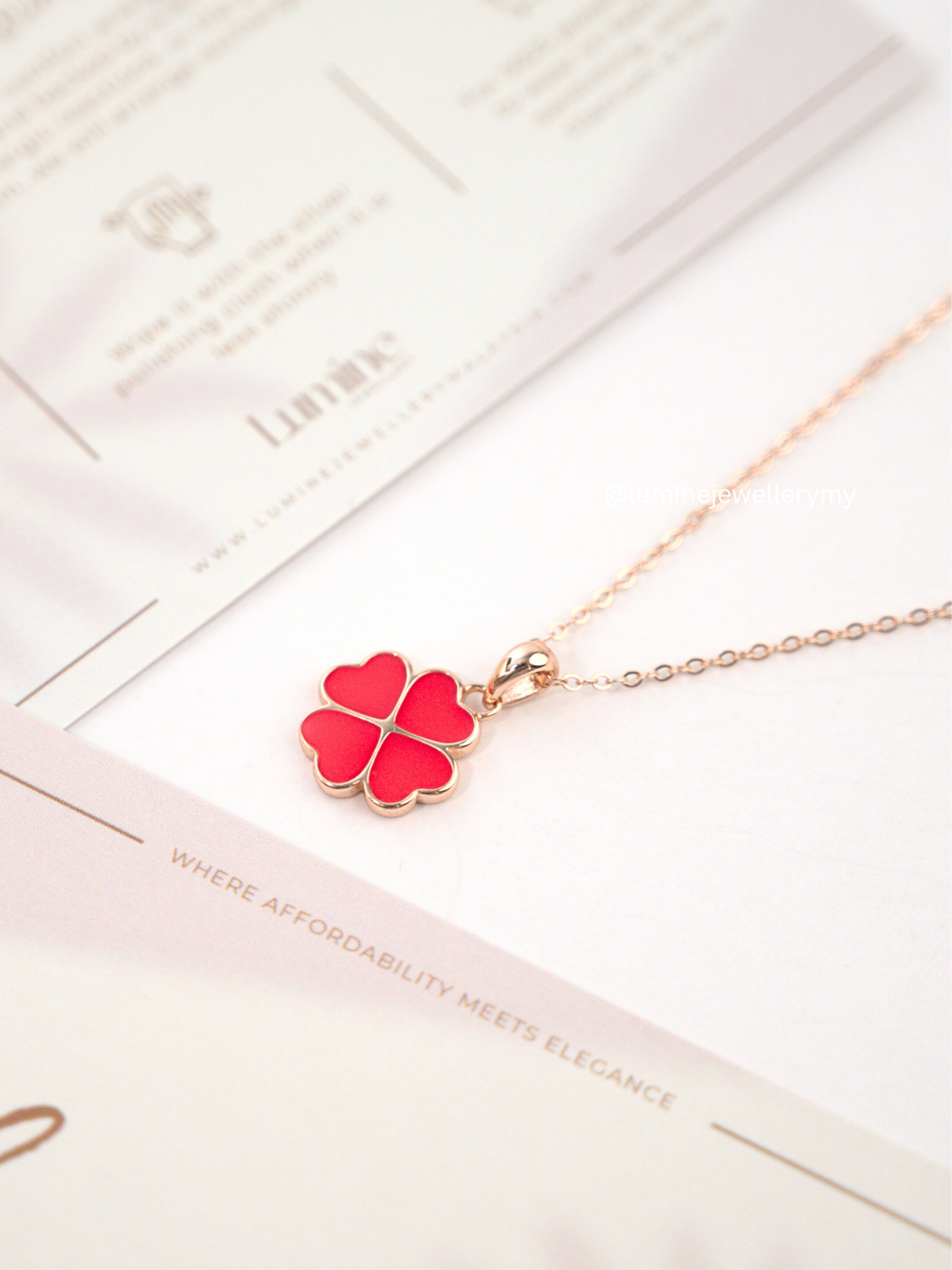 Heart Shape Lucky Clover Necklace
