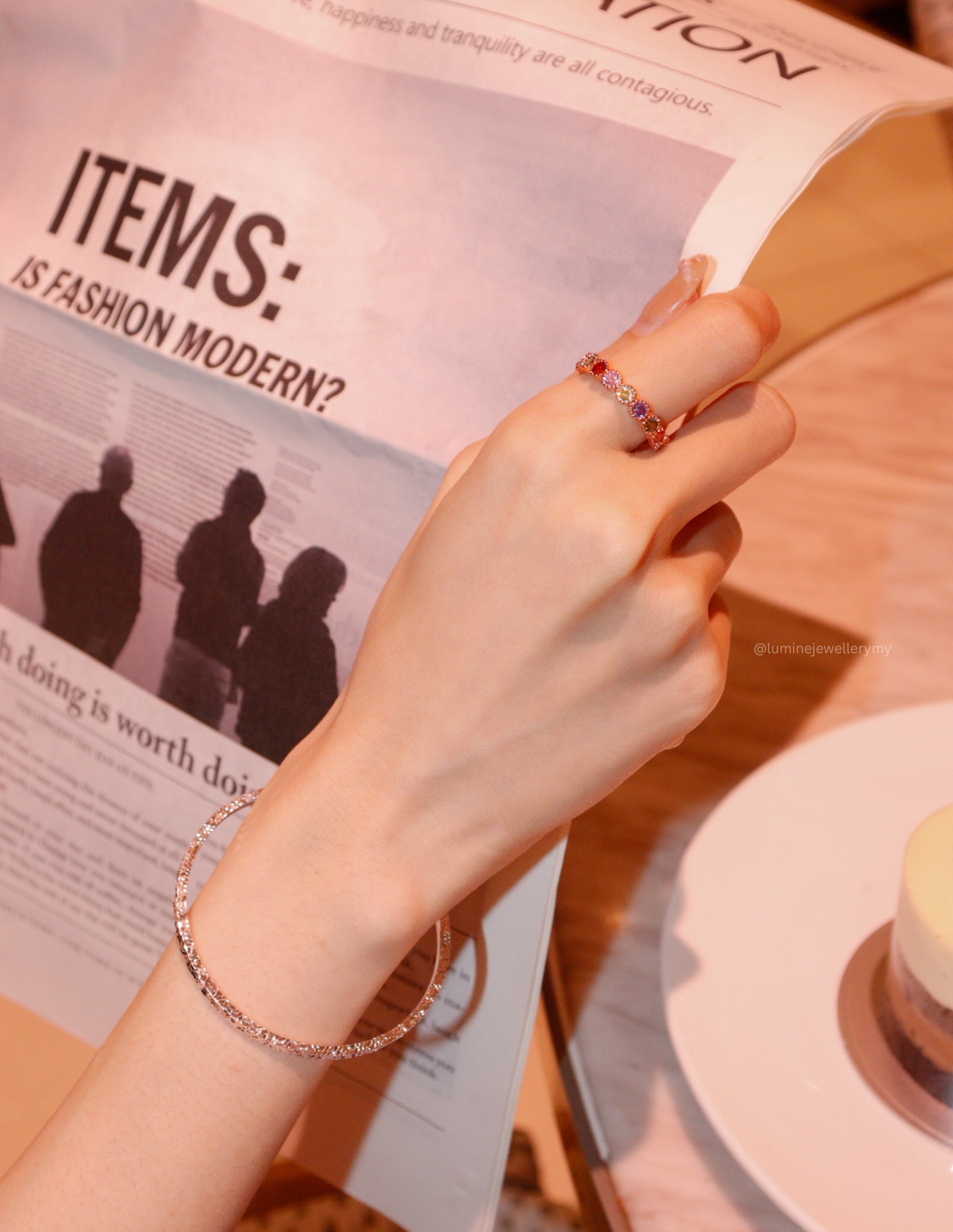 Rose Gold Tennis Colorful Zircon Ring