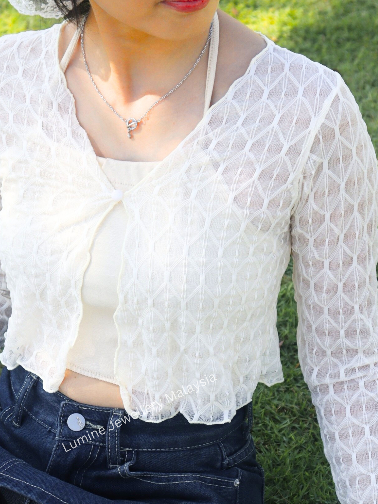 Beige Mesh Western Set