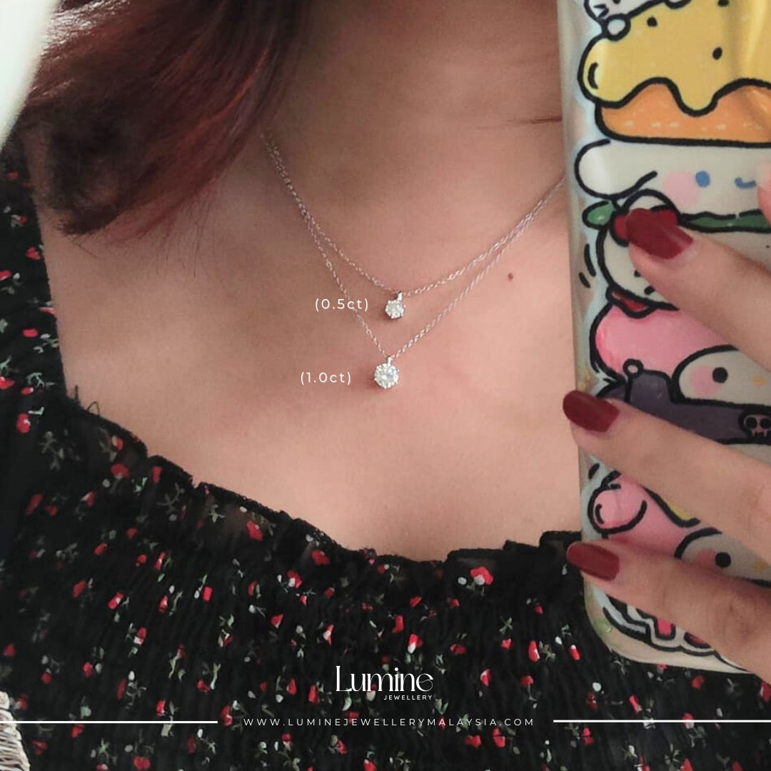Classic Six Prong Moissanite Necklace with Cert (GRA Certified Moissanite | S925)