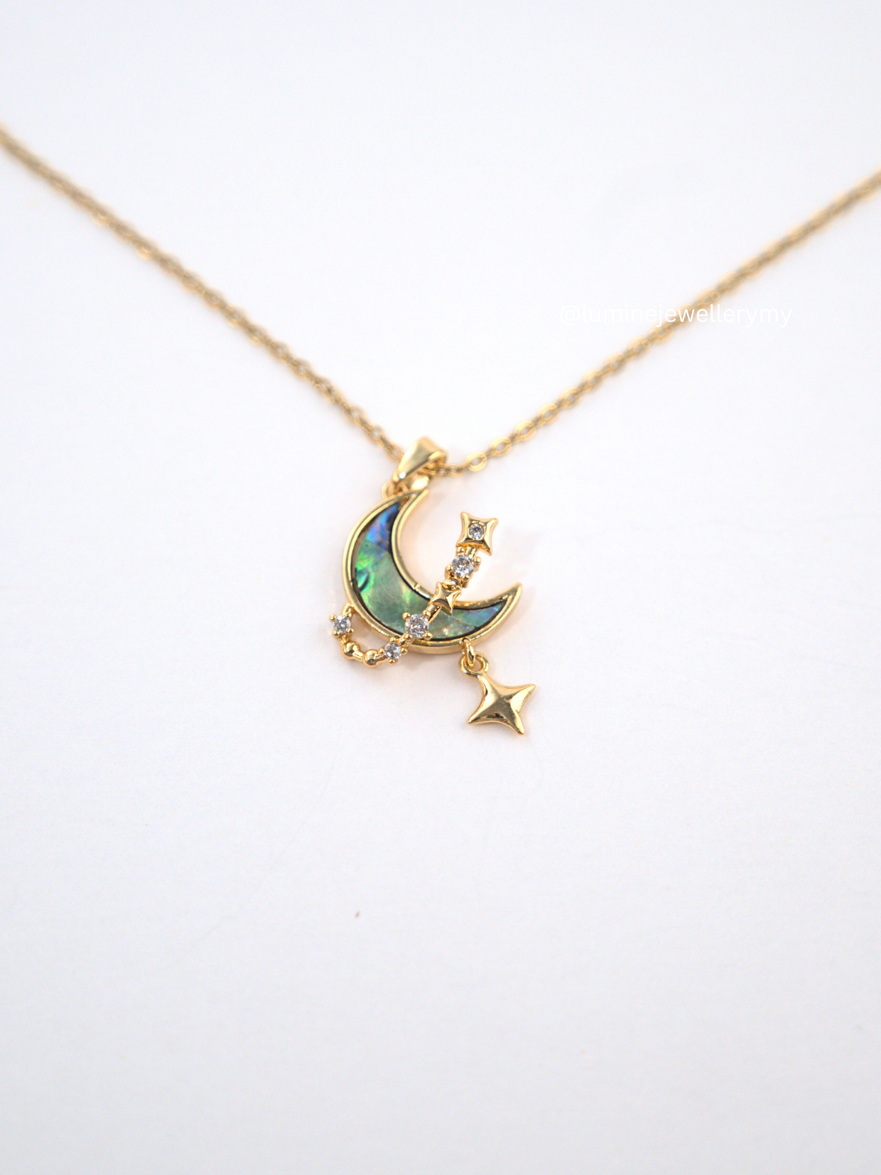 Gold Shell Lustre Crescent Necklace