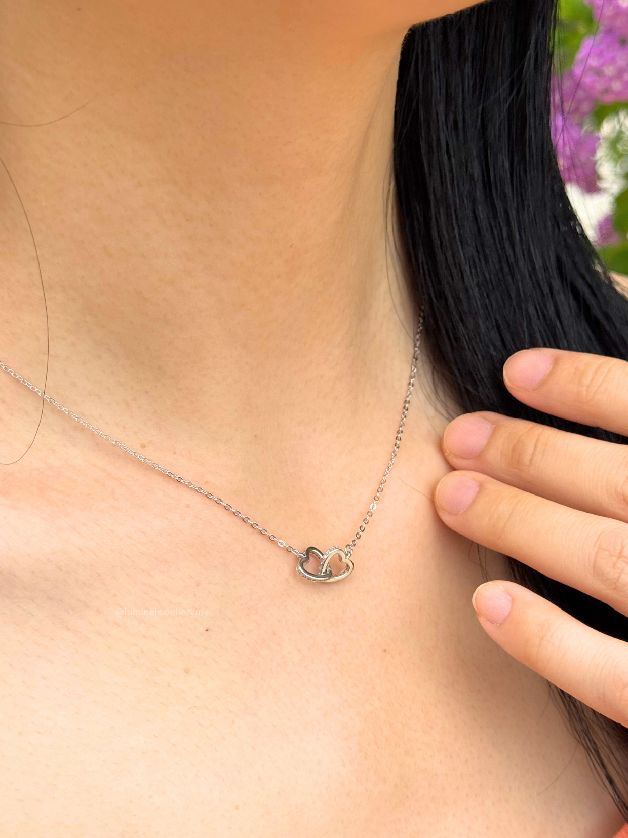 Dual Heart Loop Necklace