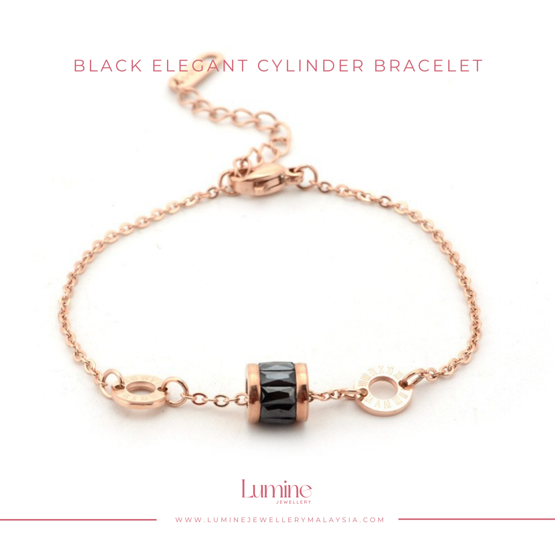 Black Elegant Cylinder Bracelet
