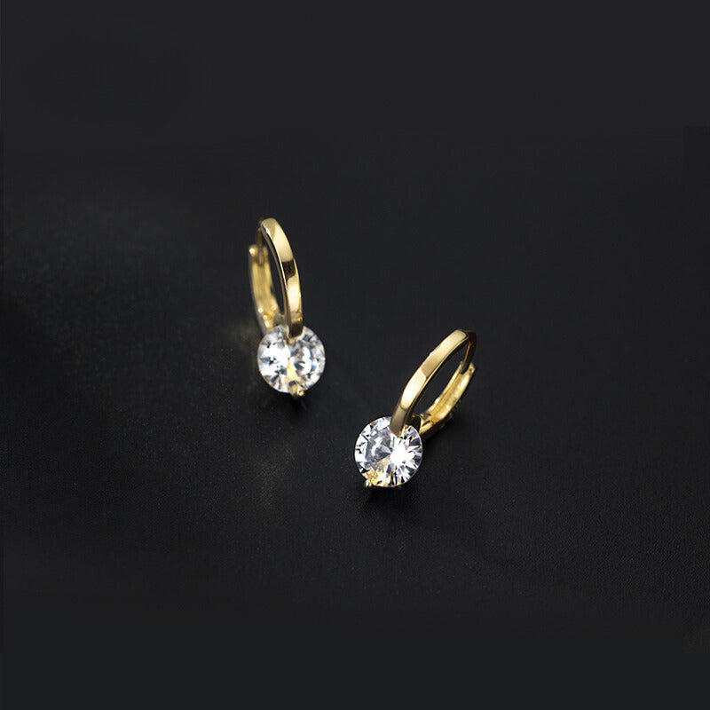 Gold Elegant Diamond Hoop Earrings