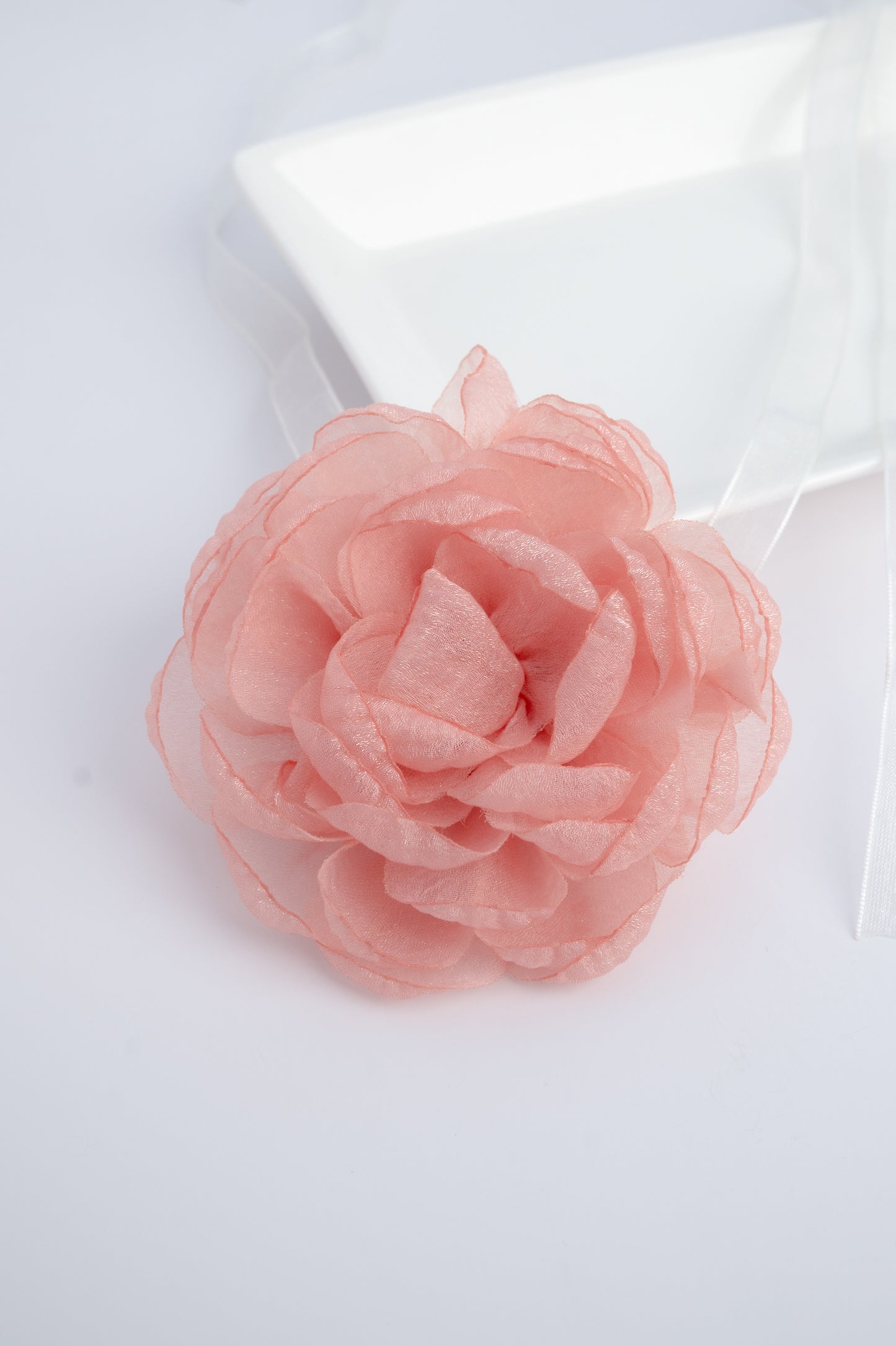 Handmade Coral Pink Flower Choker
