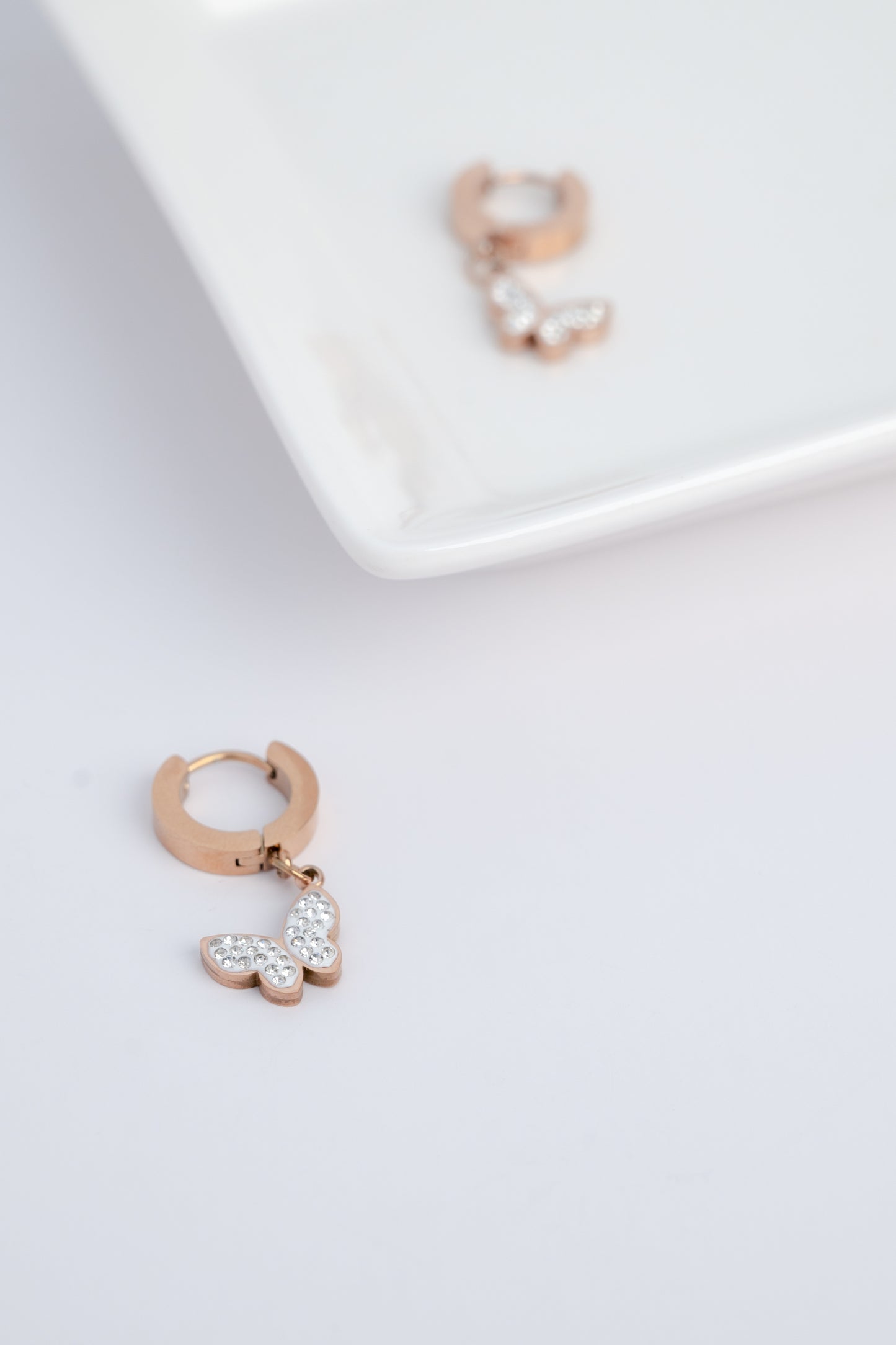 Rose Gold Chunky Butterfly Earrings
