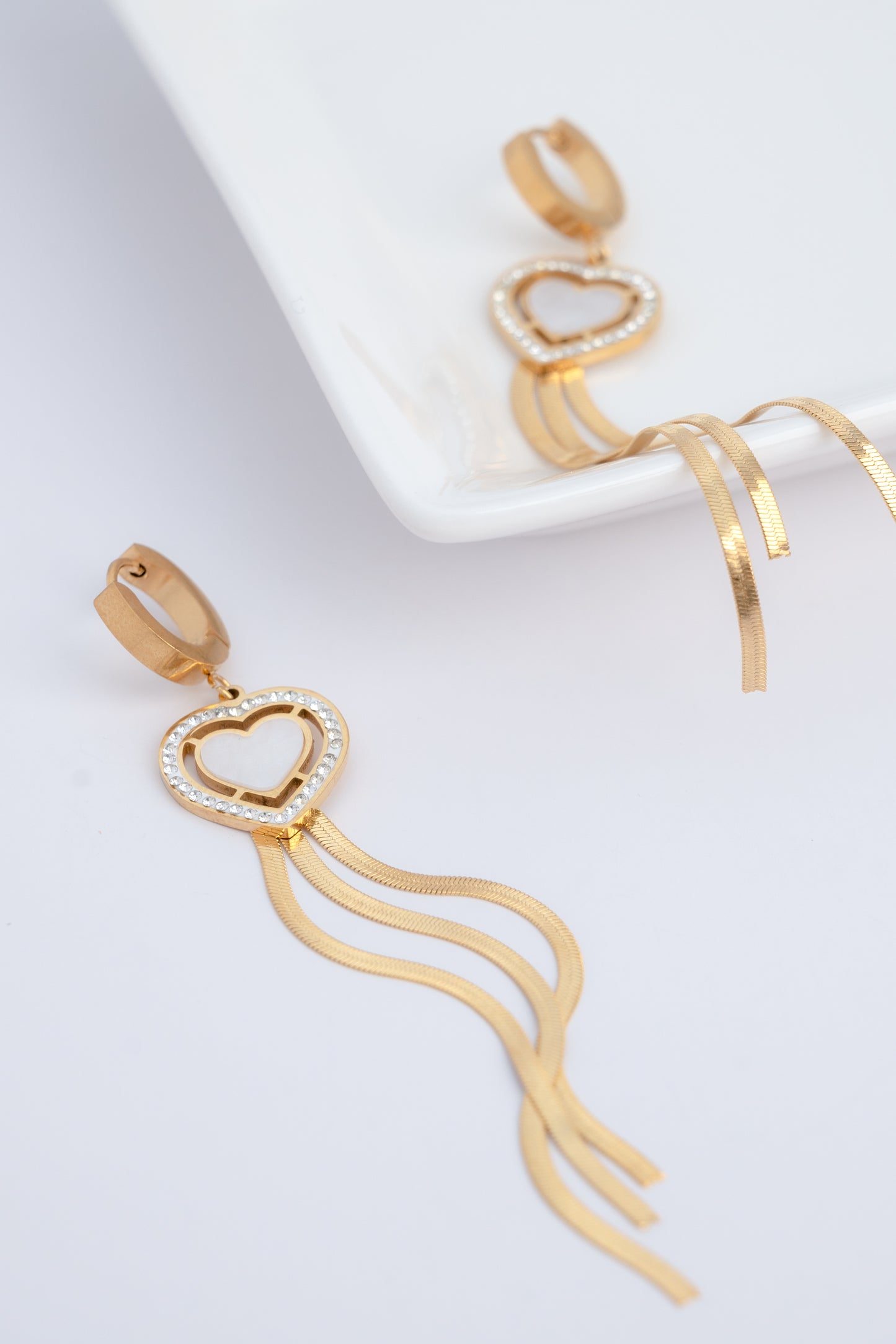 Golden Heart Tassel Earrings