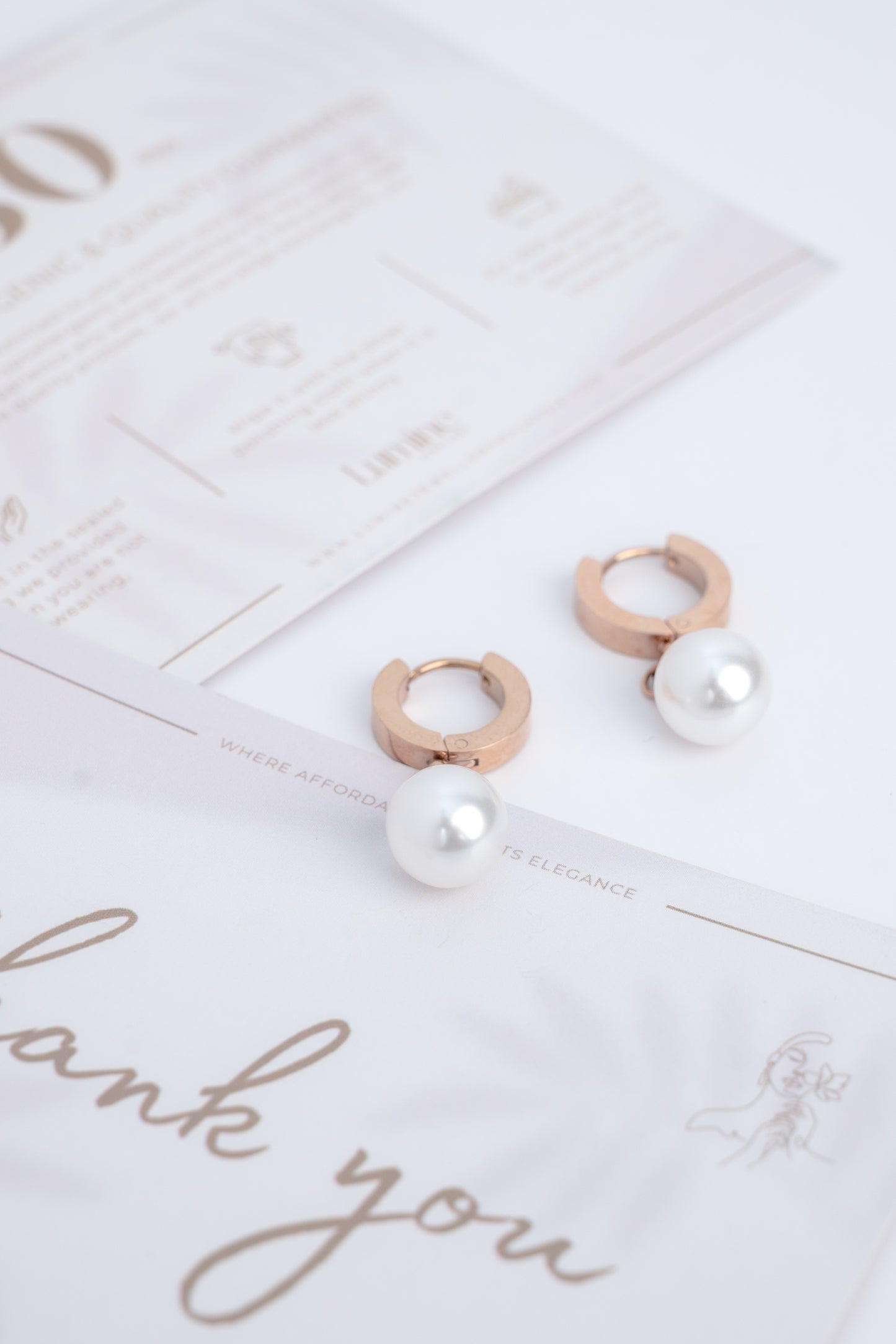 Rose Gold Large Pearl Earrings