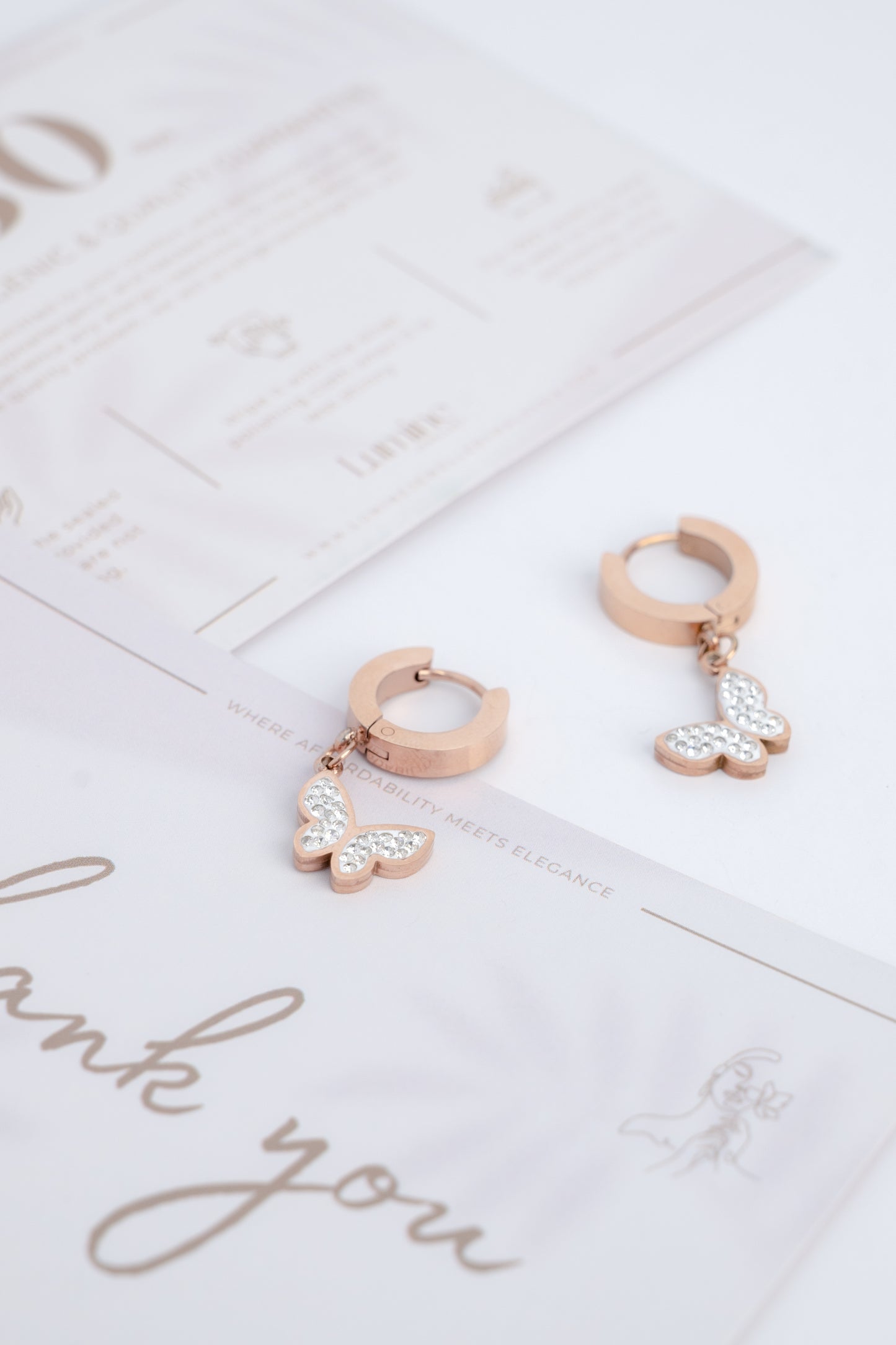 Rose Gold Chunky Butterfly Earrings