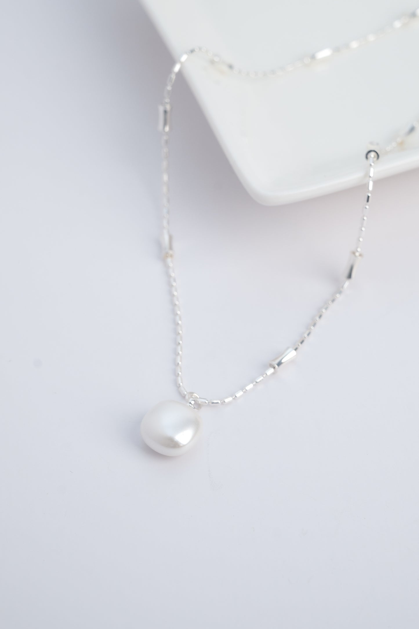 White Square Pearl Necklace