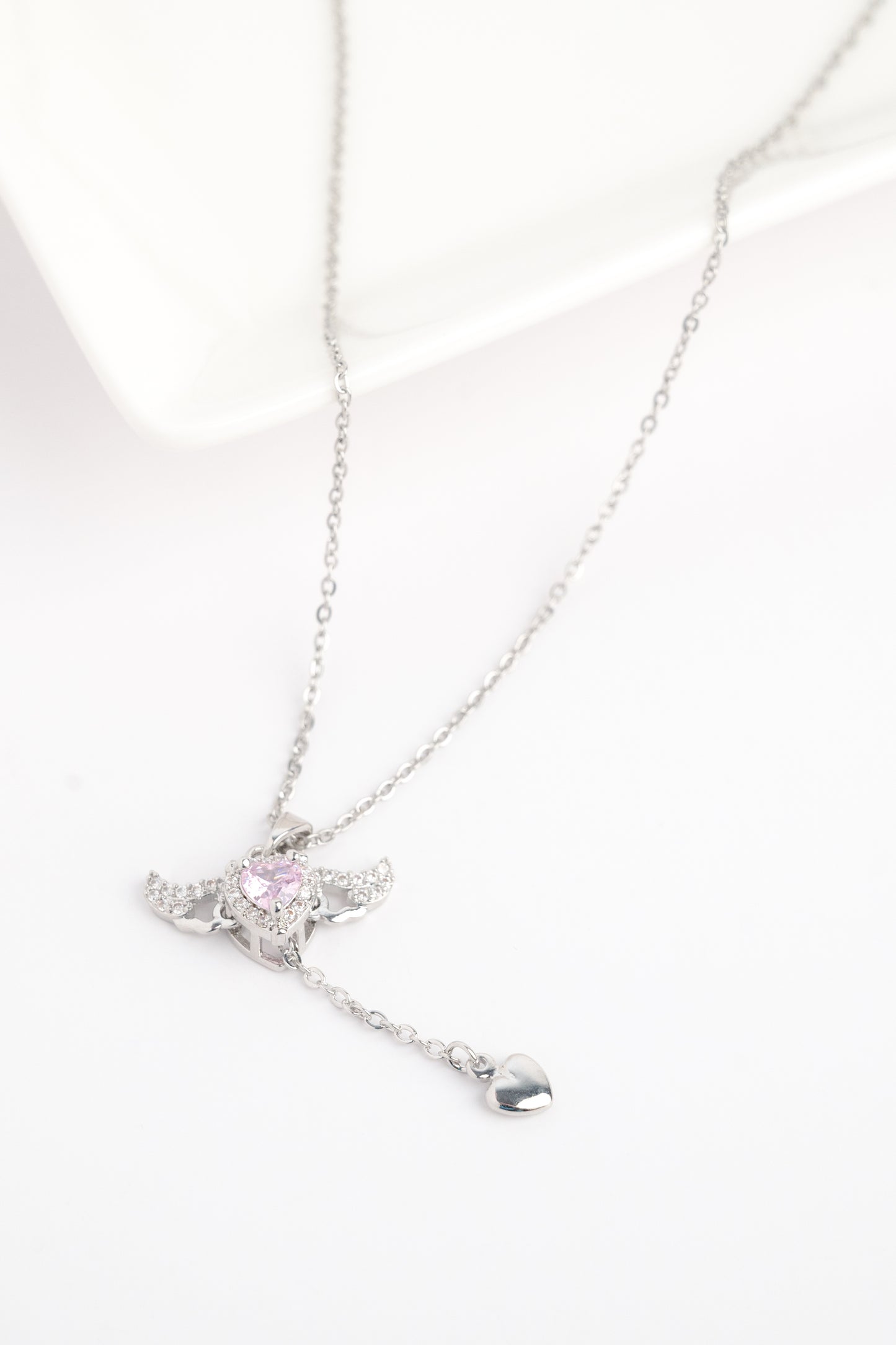 Pink Angel Heart Necklace