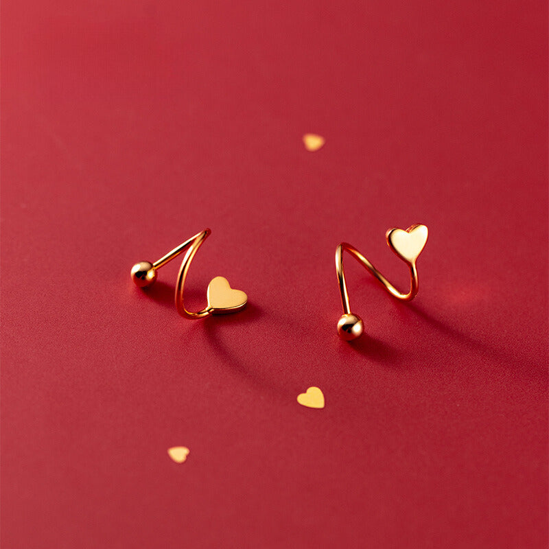 Minimalist Heart Spiral Earrings